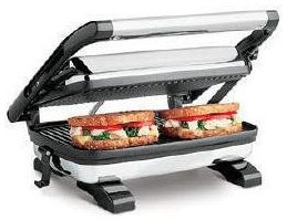 New Hamilton Beach Panini Press Power and Preheat Lights and a Floating Lid Space-Saving Storage